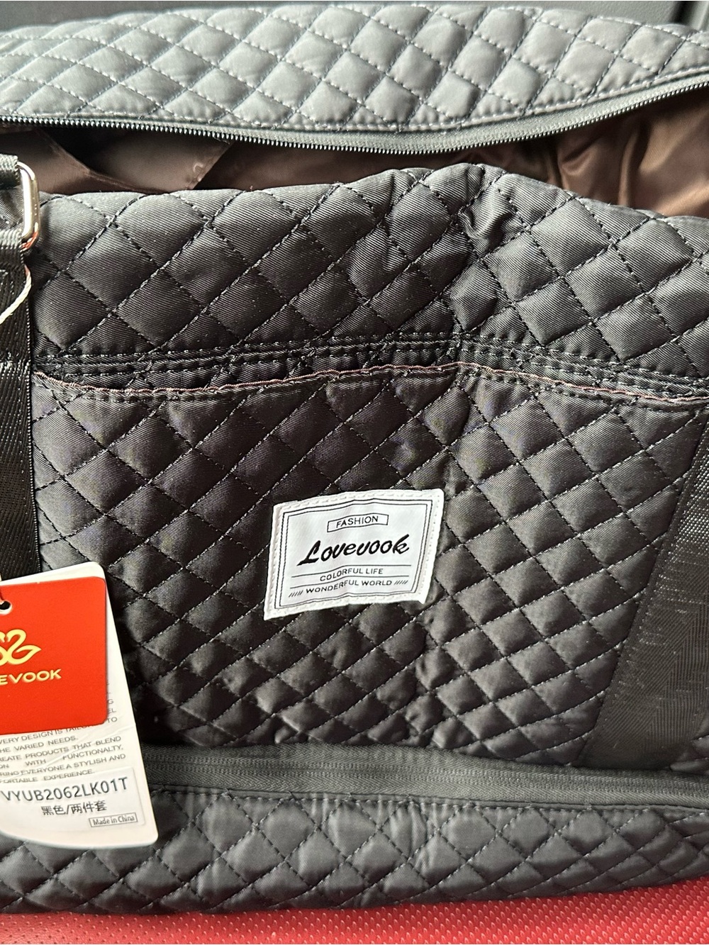 Quilted Tote Bag with Brown Satin Lining